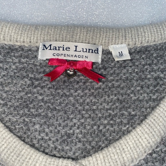 Marie Lund Lambswool Copenhagen Gray Cardigan Sweater Buttons Pockets Vintage M - Picture 7 of 12